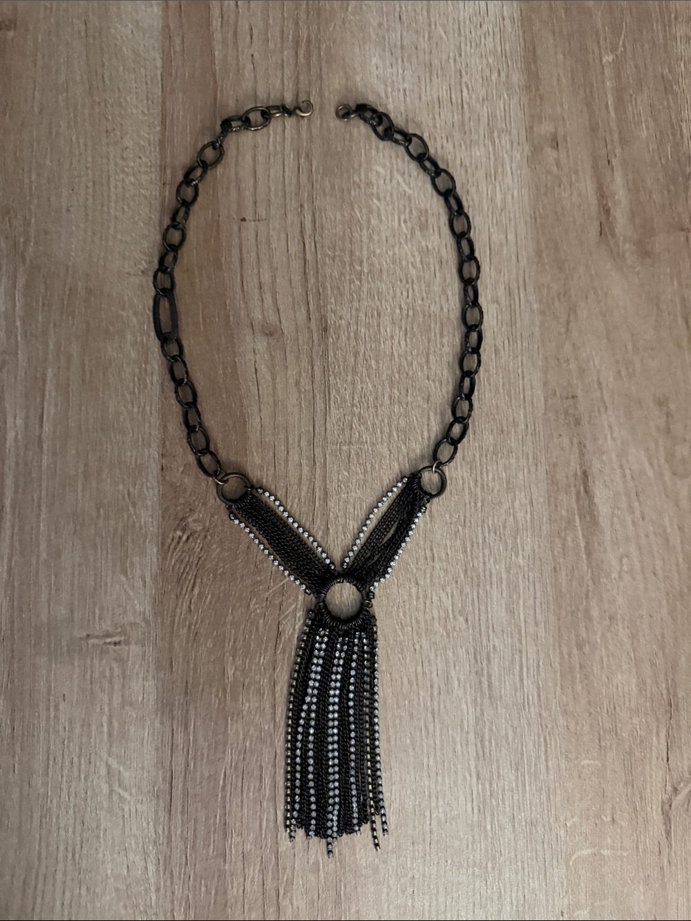 Statement Bronze with Fringe Rhinestones Y-Necklace - Women Jewelry